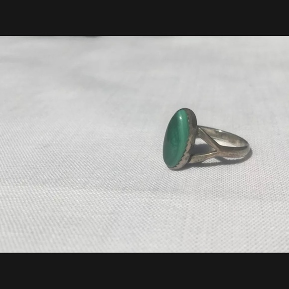 Sterling silver and malachite ring - Picture 5 of 10